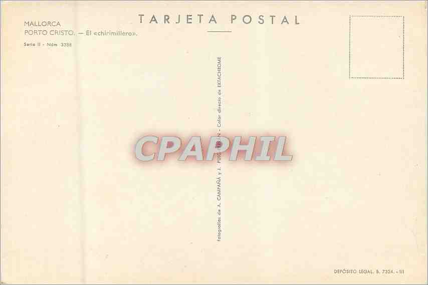CPM Mallorca Porto Cristo El achirimillero — Rückseite