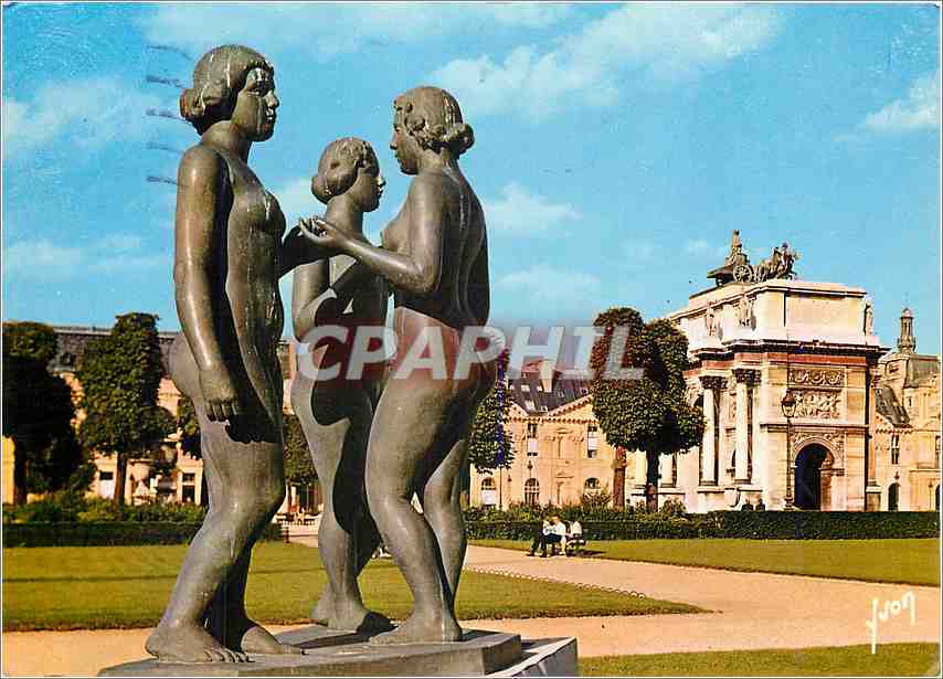 CPM Paris L'Arc de Triomphe du Carroussel et les Trois Nymphrs de Maillo