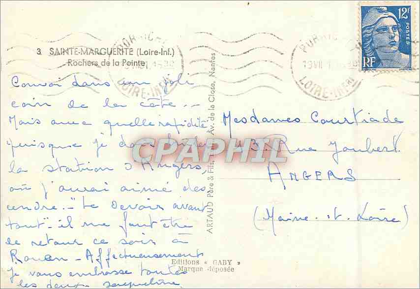 CPM Sainte Marguerite (Loire Inf) Rocher de la Pointe — Rückseite