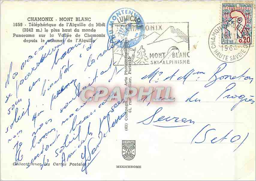 CPM Chamonix Mont Blanc Telepherique de l'Aiguille du Midi — Rückseite