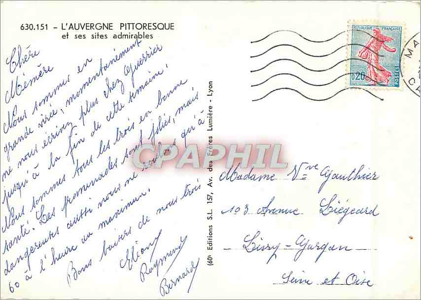 CPM Auvergne — Verso