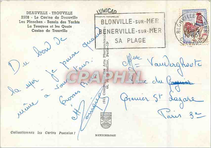 CPM Deauville Trouville Le Casino de Deauville les Planches Bassin des Yachts — Verso