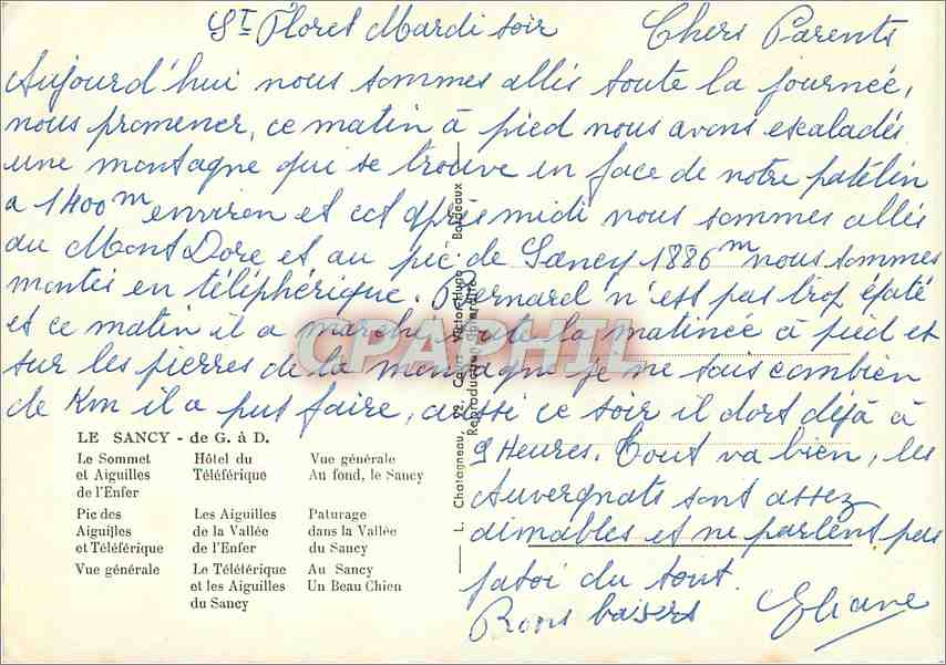 CPM Le Sancy de G a D Le sommet et Aiguilles de l'Enfer — Verso