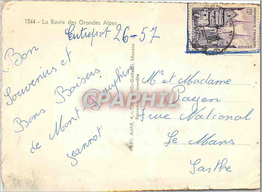 CPM Le Route des Grandes Alpes — Verso