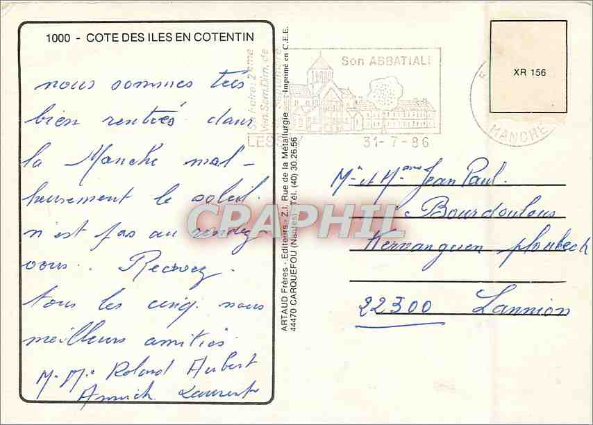 CPM Cote des Iles en Contentin — Verso