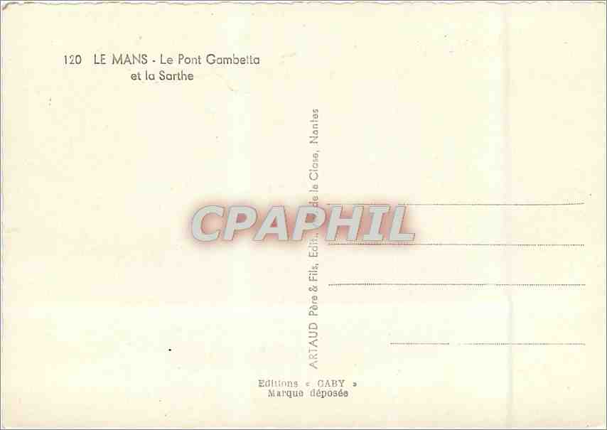CPM Le Mans le Pont Gambella et la Sarthe — Rückseite