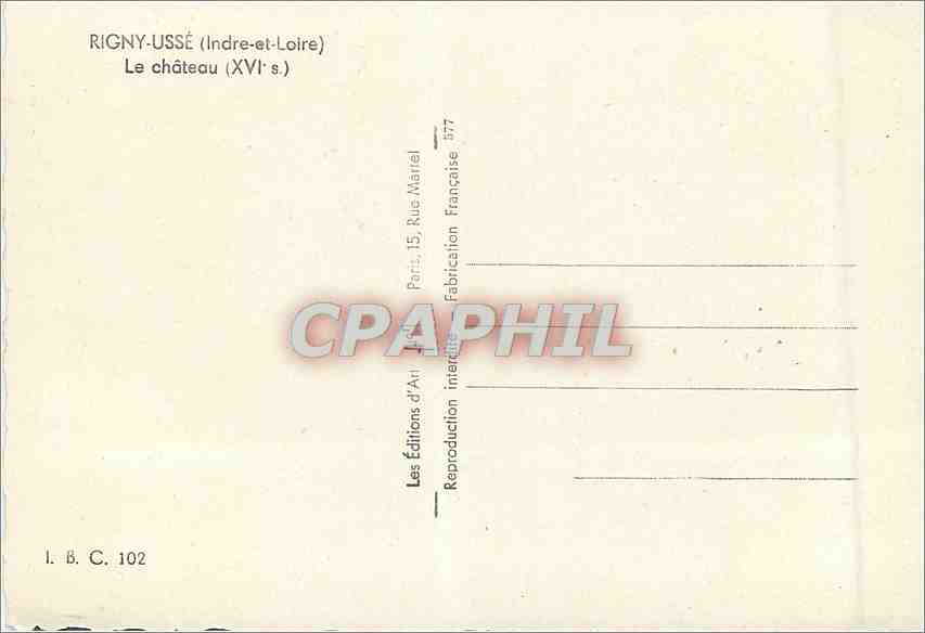 CPM Rigny Usse (Indre et Loire) Le chateau (XVIe s) — Rückseite