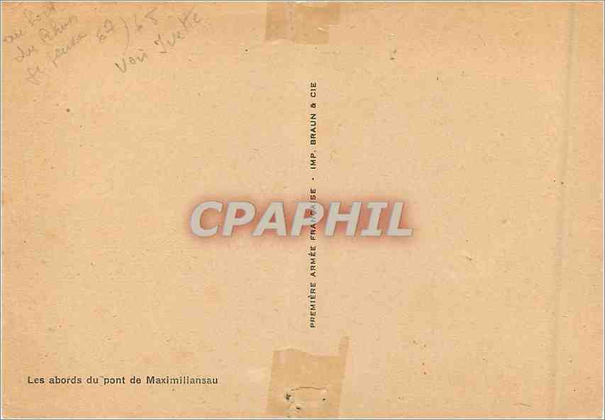 CPM Les abords du pont de Maximiliansau Militaria — Rückseite