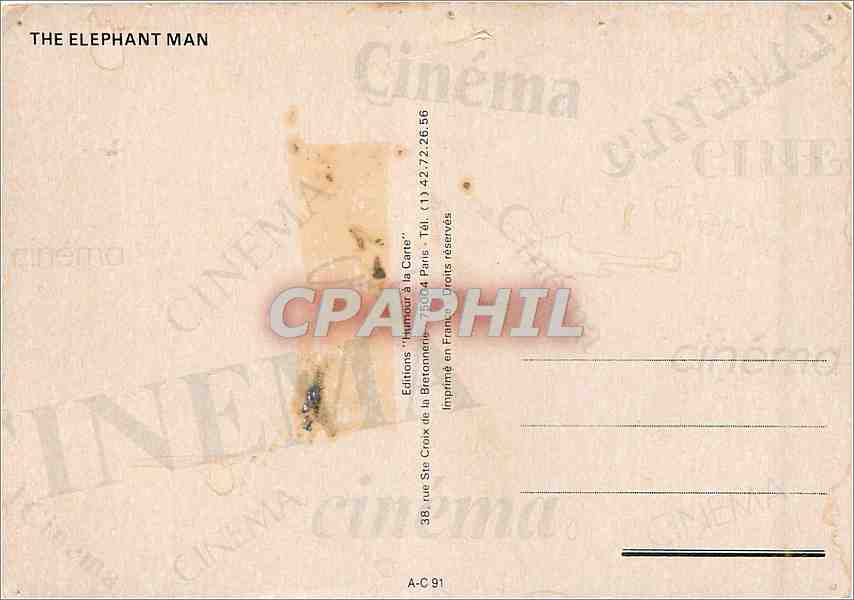 CPM The Elephant Man Anthony Hopkins John Hurt  — Back