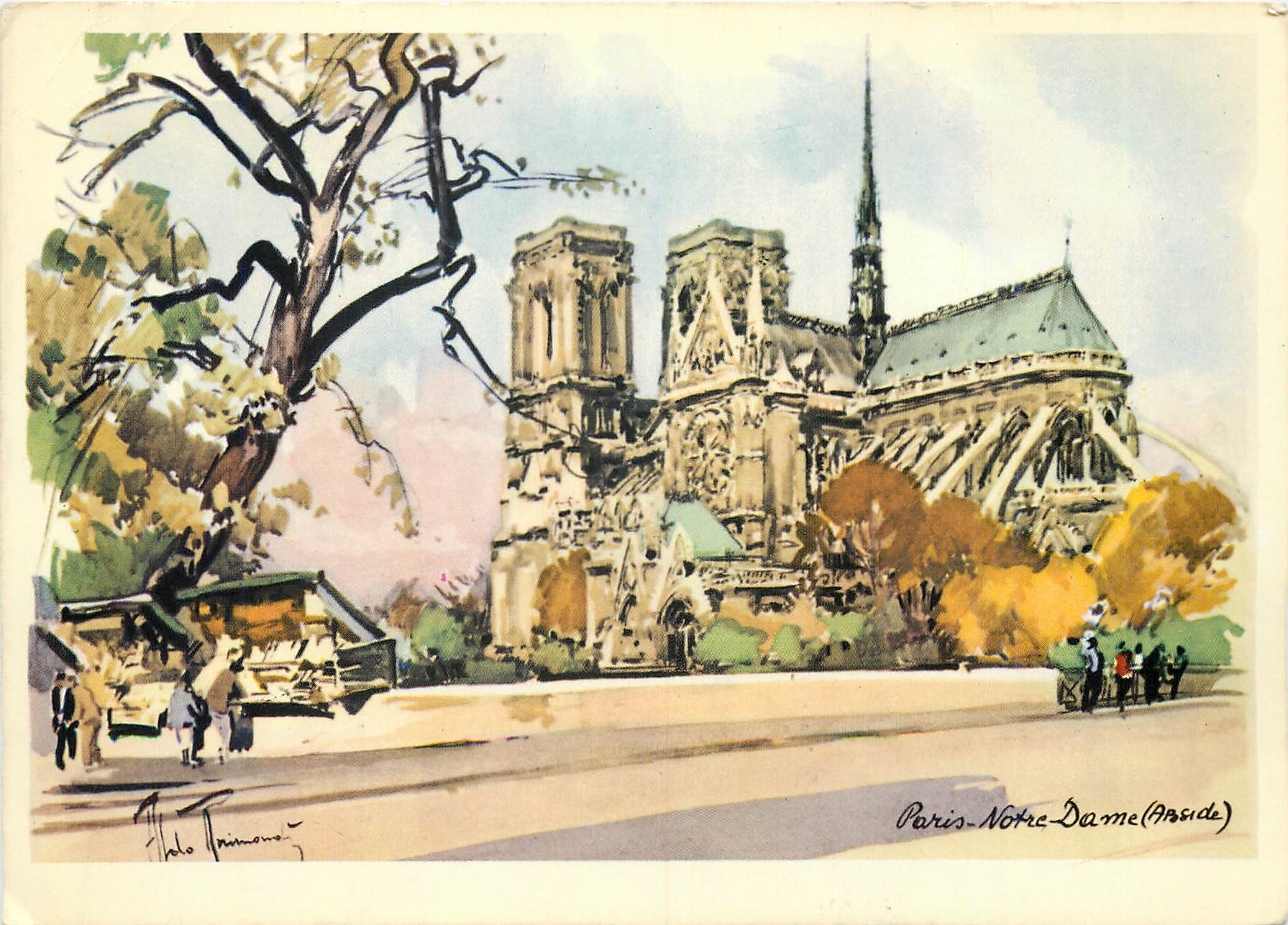 CPM Paris eu Pinceau Notre Dame Abside