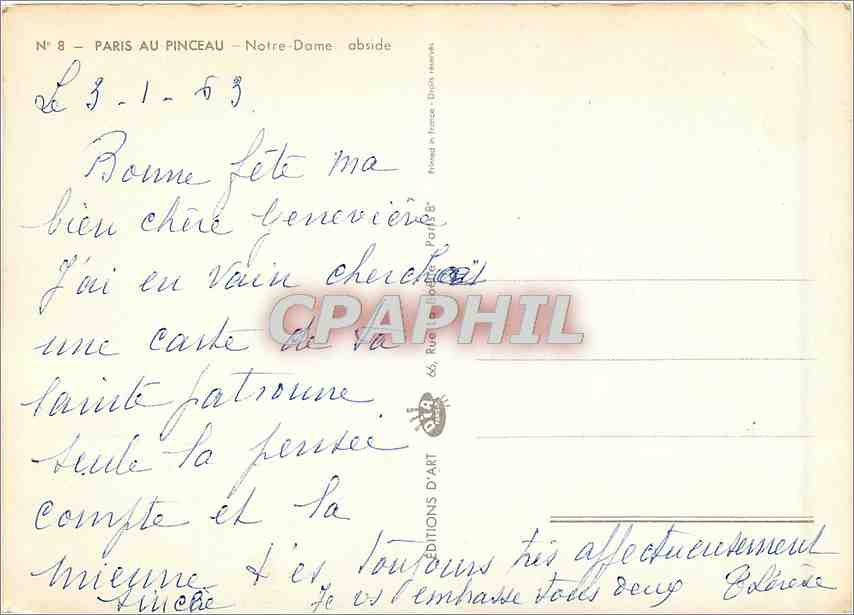 CPM Paris eu Pinceau Notre Dame Abside — Rückseite