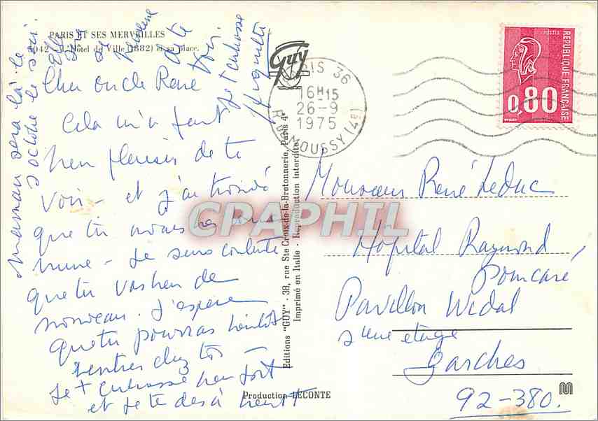 CPM Paris et se merveilles l'Hotel de ville et sa place — Rückseite
