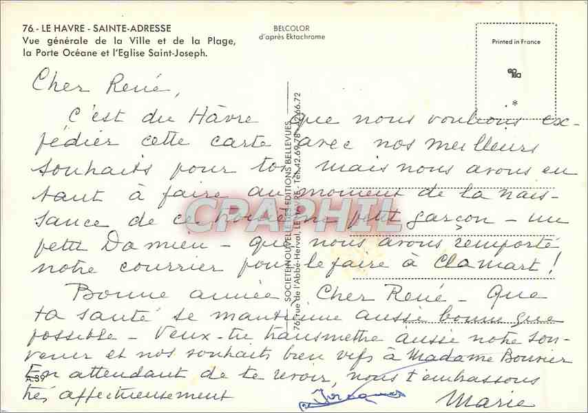 CPM Le Havre Sainte Adresse vue generale de la ville et de la Plage la Porte ocean et l'Eglise Saint — Rückseite