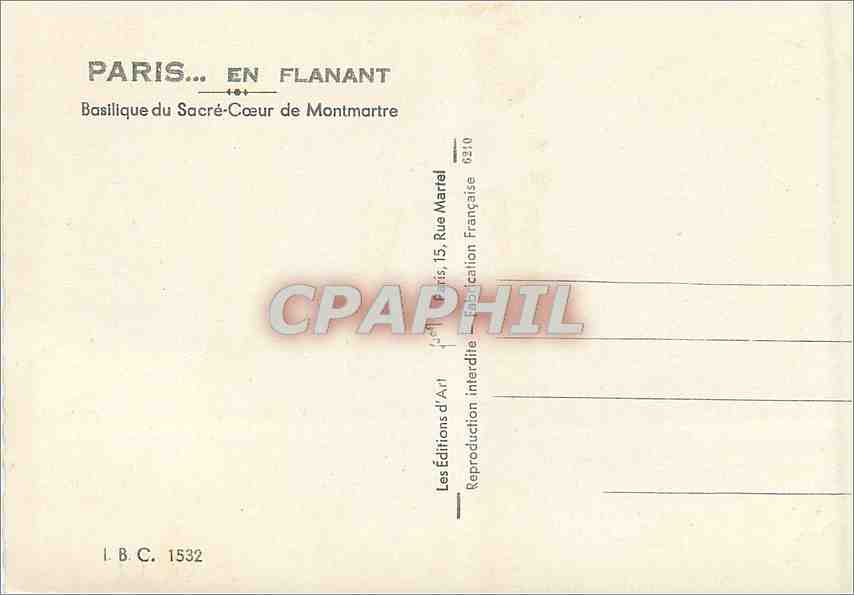 CPM Paris Basilique du Sacre Coeur de Montmartre — Rückseite