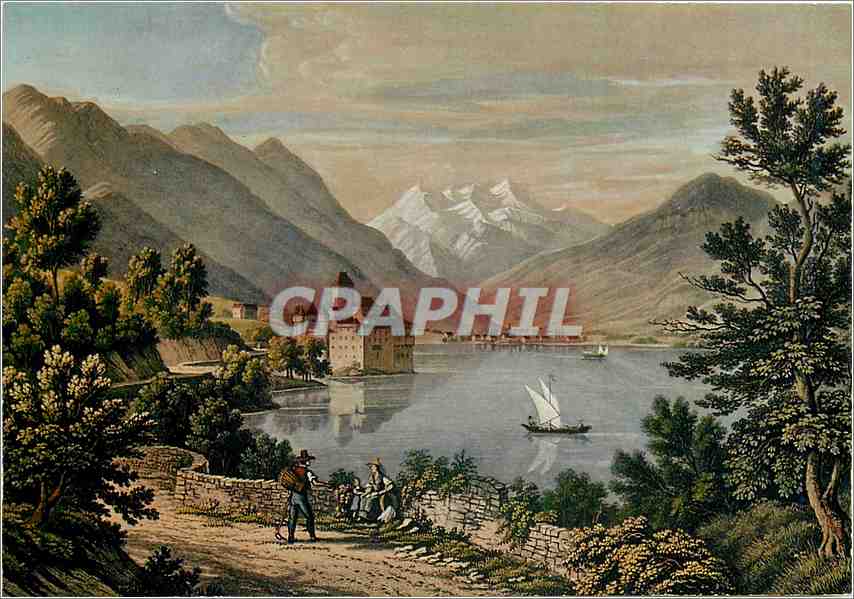 CPM Le Chateau de Chillon et les Dents du Midi d'Apres une gravure ancienne du debut du XIXe s