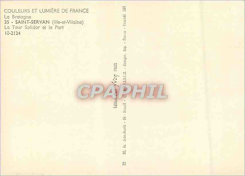 CPM Bretagne Saint Servan (Ille et Vilaine) La Tour Solidor et le Port — Verso