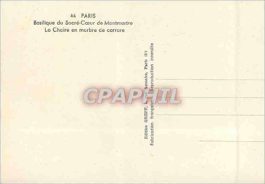 CPM Paris Basilique du Sacre Coeur de Montmartre la Cloitre en marbre de carrare — Rückseite