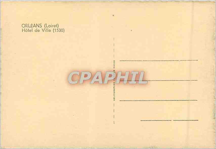 CPM Orleans (Loiret) Hotel de Ville (1530) — Verso