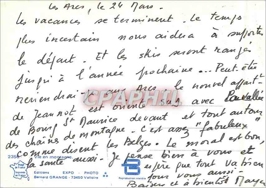 CPM Vie en Montagne — Verso