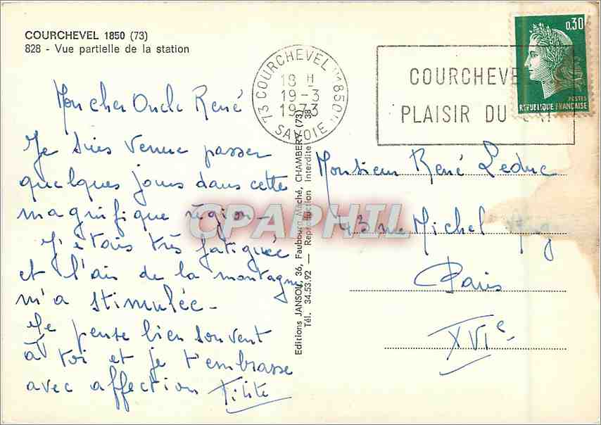 CPM Courchevel Vue partielle de la Station — Rückseite