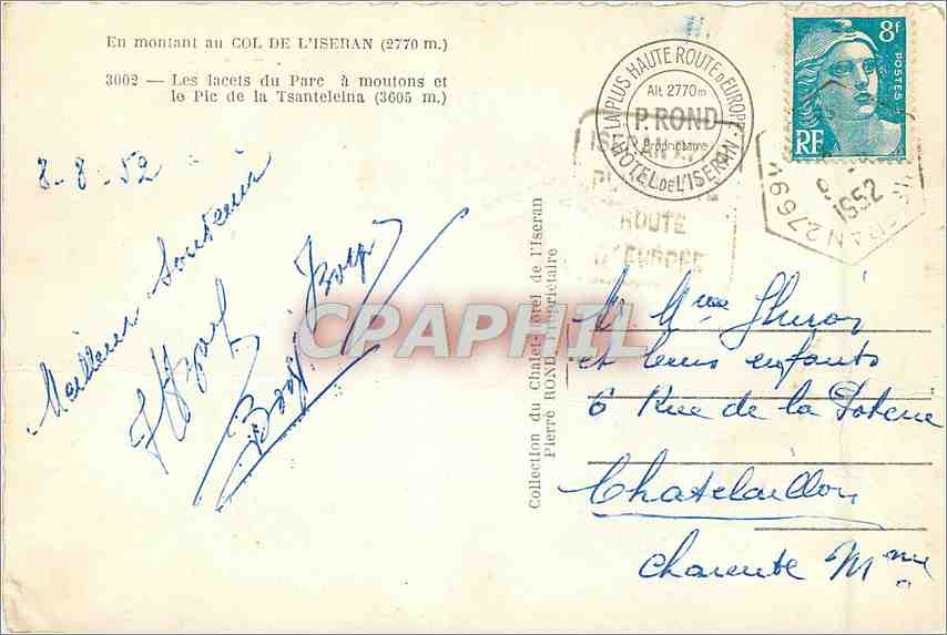 CPM En Montant au col de l'Iseran (2770 m) les lacets du parc a moutons et le Pic de la Transteleina — Verso