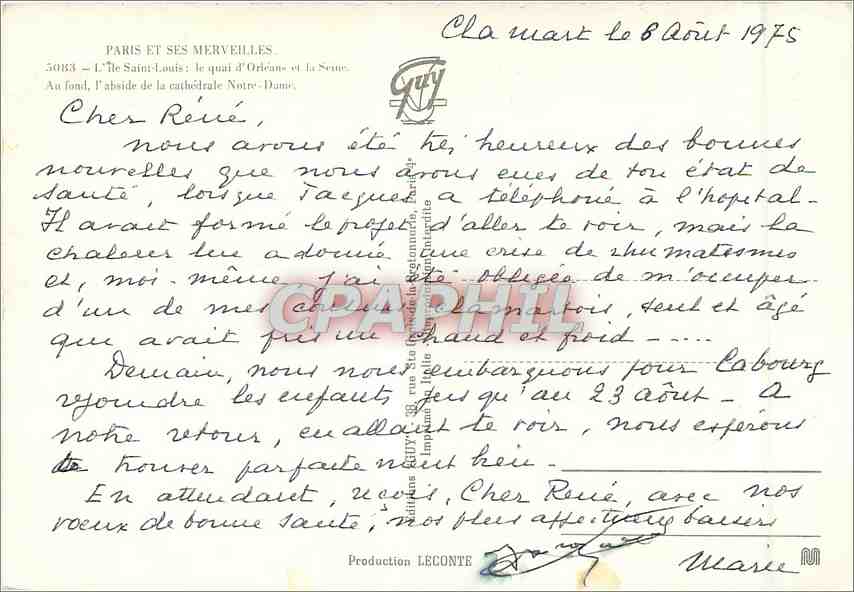 CPM Paris et ses Merveille L'Ile Saint Louis — Rückseite