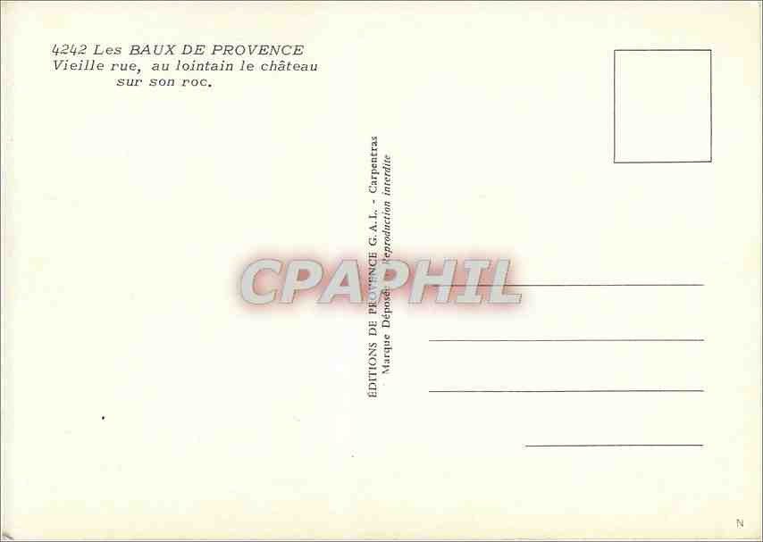 CPM Les Baux de Provence Vieille rue au Lointain le Chateau sur son roc — Verso