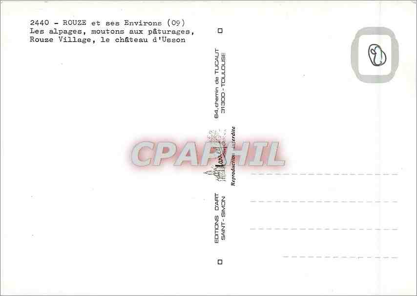 CPM Rouze et ses environs les alpages moutons aux paturages Rouze village le chateau d'Usson — Rückseite