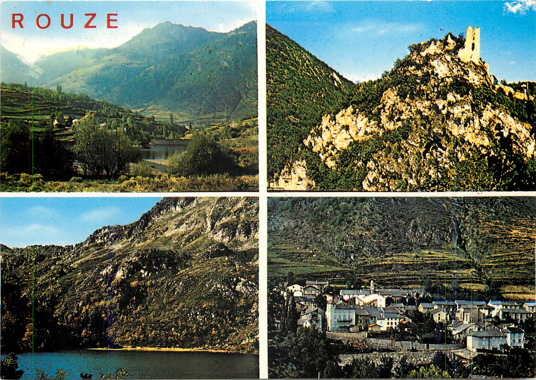 CPM Rouze Le Barrage de Rouze le chateau d'Usson le lac de Balbonne le village