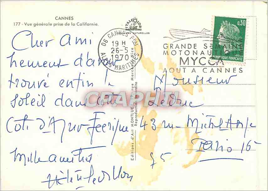 Cannes — Vue générale prise de la Californie — Éditions d'Art Montueux, n°177 — Reverso