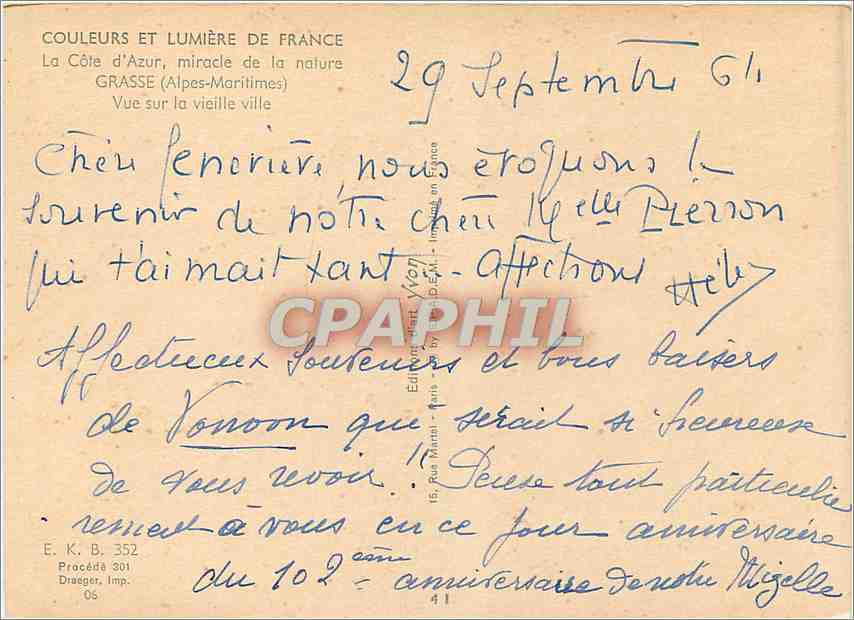 CPM Grasse (Alpes Mmes) Vue sur la vieille ville — Rückseite