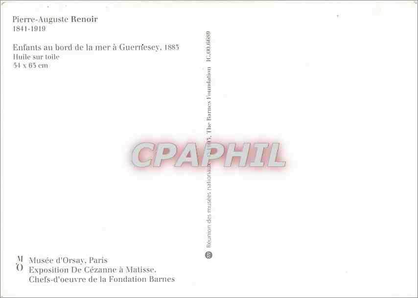 CPM Musee d'Osay Paris enfants au bord de la mer a Guernesey 1885 huile sur Toile — Verso