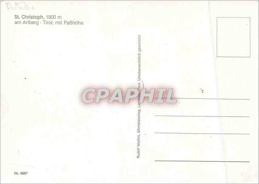 CPM St Christoph am Alberg Tirol mit Pabhohe — Rückseite