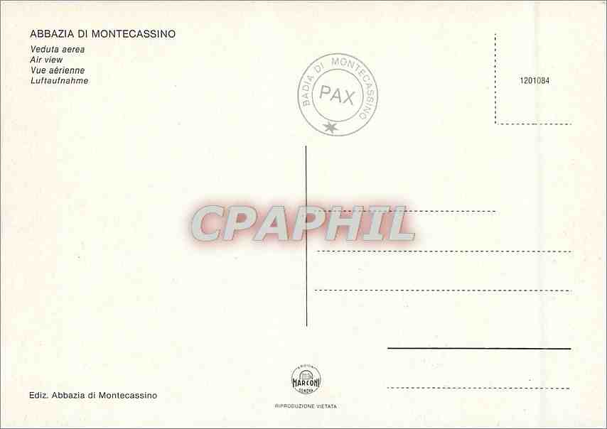 CPM Abbazia di Montecassin Vue aerienne — Rückseite