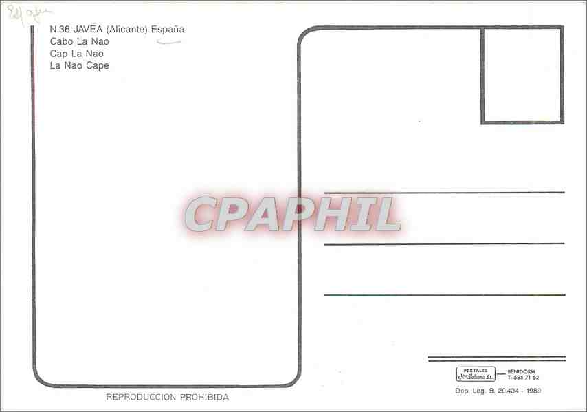 CPM Javea (Alicante) Espana le Nao Cape — Rückseite