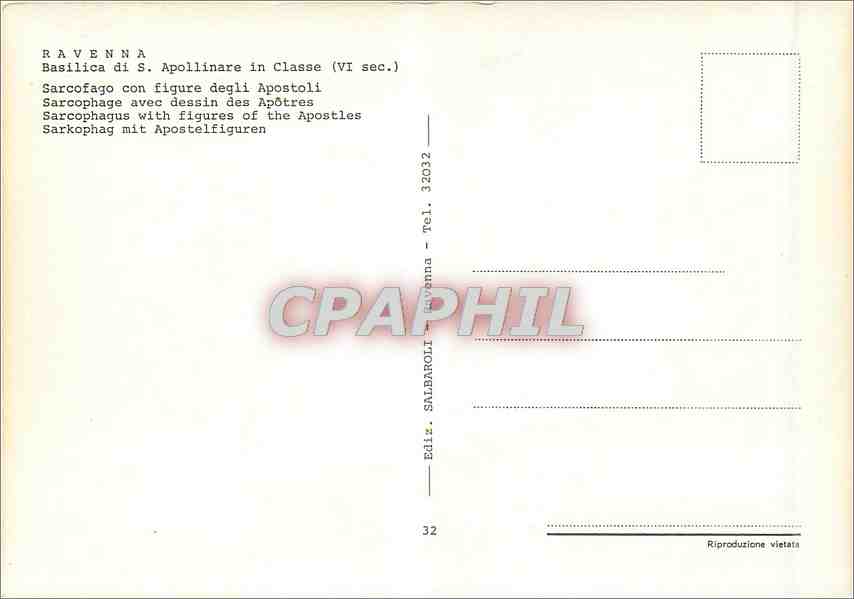 CPM Ravenna Sacrophage avec dessin des Apotres — Rückseite