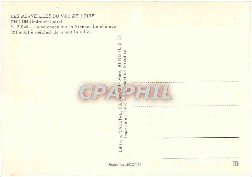 CPM Chinon (Indre et Loire) La Baignade sur la vielle le chateau — Rückseite