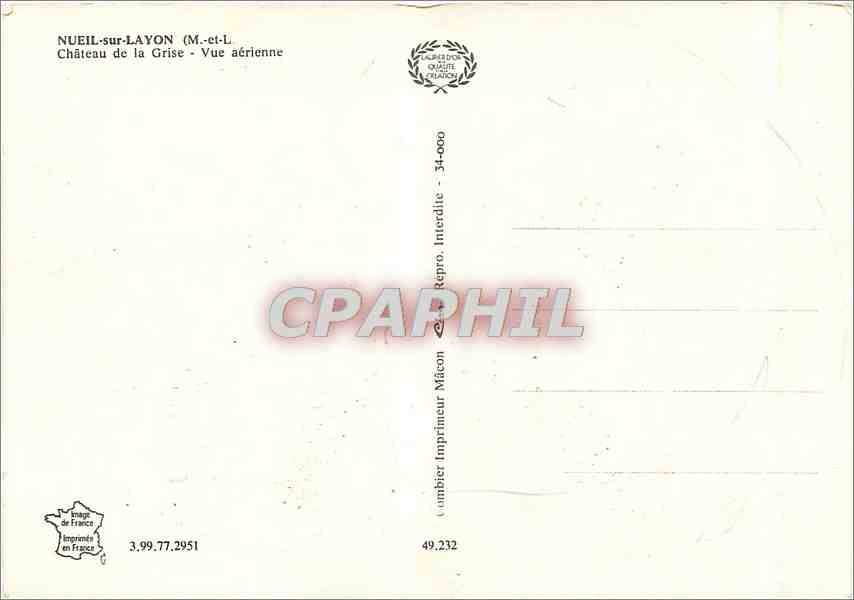 CPM Nueil sur Layon (M et L) Chateau de la Grise vue aerinne — Verso