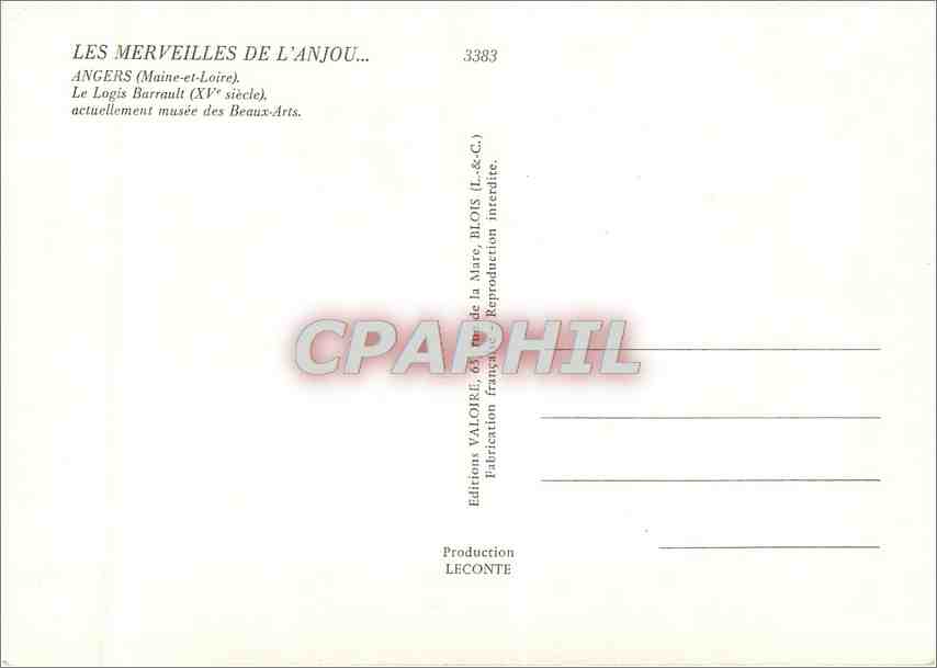 CPM Angers (Maine et Loire) Le Logis Barrauld (XVe s) — Rückseite