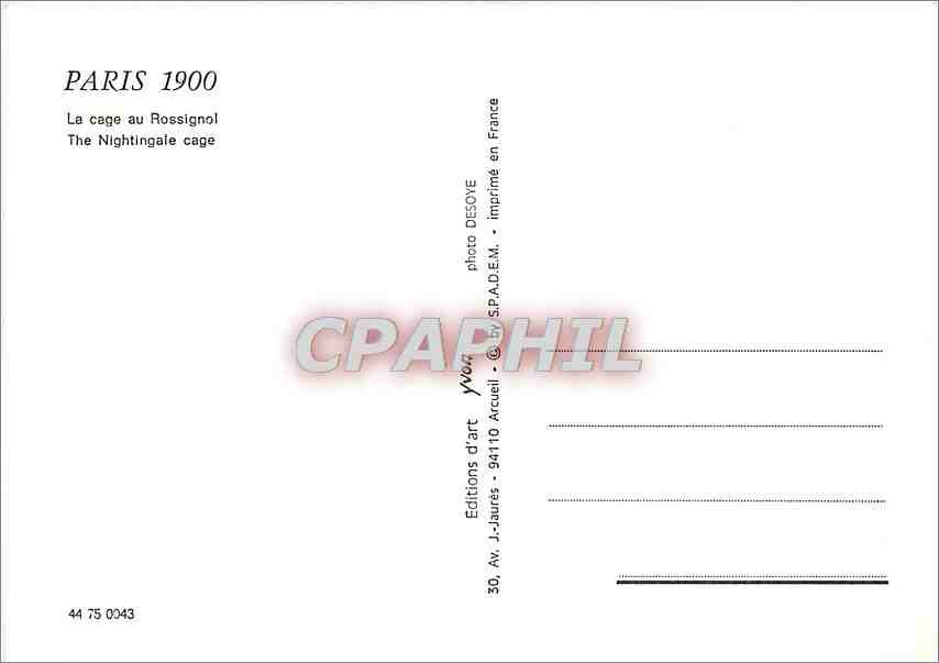 CPM Paris La Cage au Rossignol — Rückseite