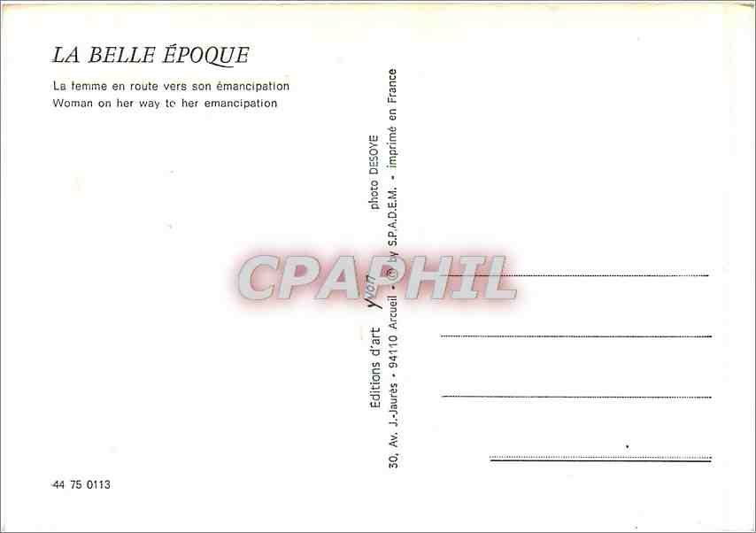 CPM La Belle Epoque La Femme en route vers son emancipation — Rückseite