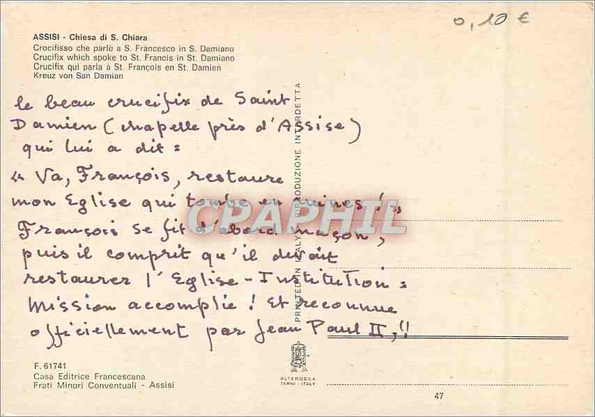 CPM Assisi Chiesa di S Chiara Crucifix qui parla a St Francois en St Damien — Rückseite