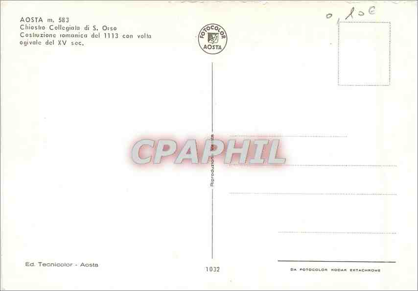 CPM Aosta m 583 Chiostra collegiala di S Orso — Rückseite