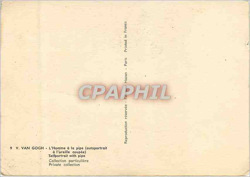 CPM Van Gogh L'Homme a la pipe (autoportrait a l'oreille coupee) — Rückseite