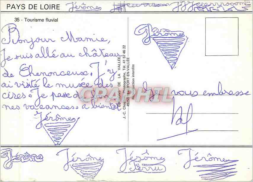 CPM Pays de Loire Tourisme Fluvial — Rückseite