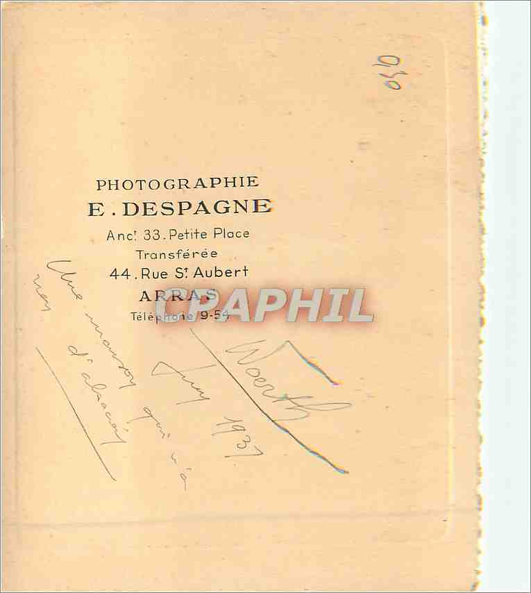 Photo E Despagne Arras Woerth 1937 — Rückseite