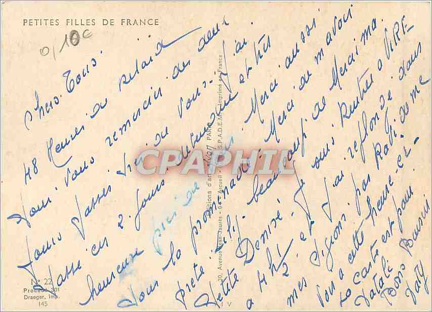 CPM Petites Filles de France — Rückseite