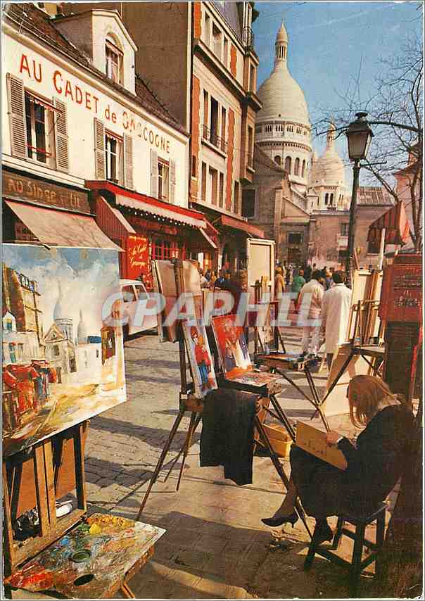 CPM Paris Aspect du vieux Montmartre au fond le Sacre Coeur