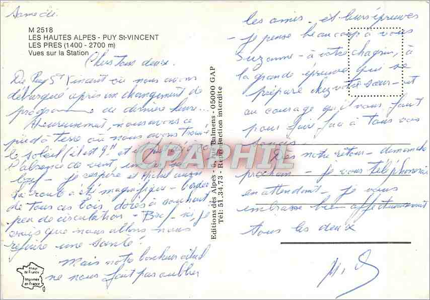 CPM Les Hautes Alpes Puy St Vincent les Pres (1400 2700 m) Vues sur las station — Verso