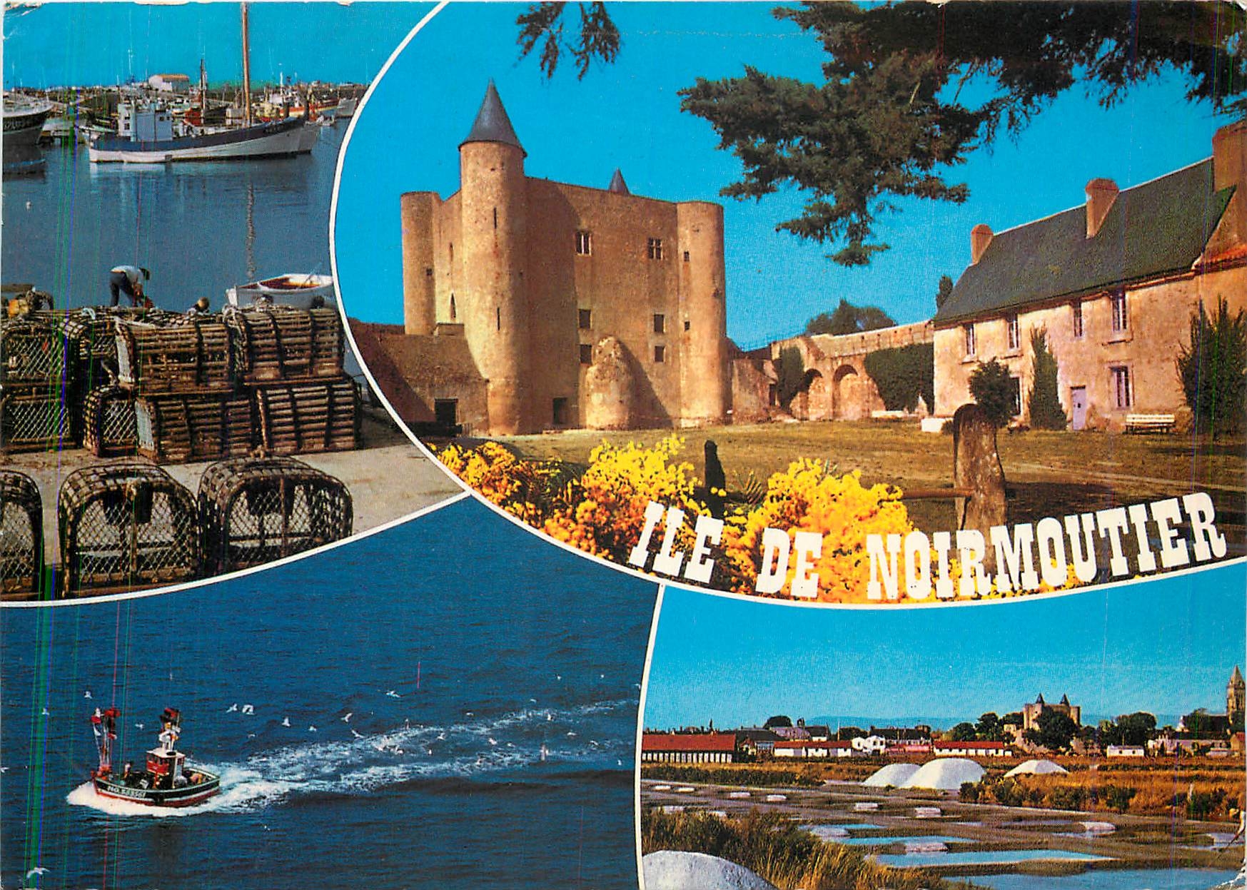 Île de Noirmoutier — composite view with castle, port and marshes — publisher Artaud Frères, n°241